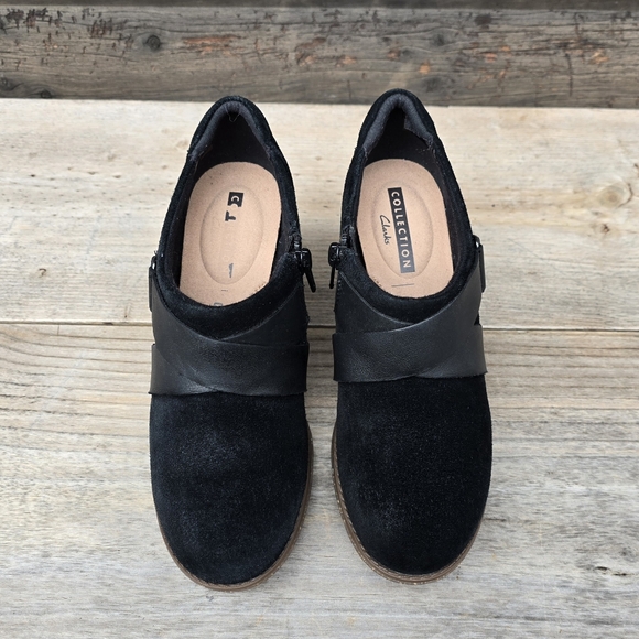 Clarks NEW!! Sashlin Fiona Minimalist Boho, Block Heel, Comfort Shootie 6.5M - Picture 7 of 15